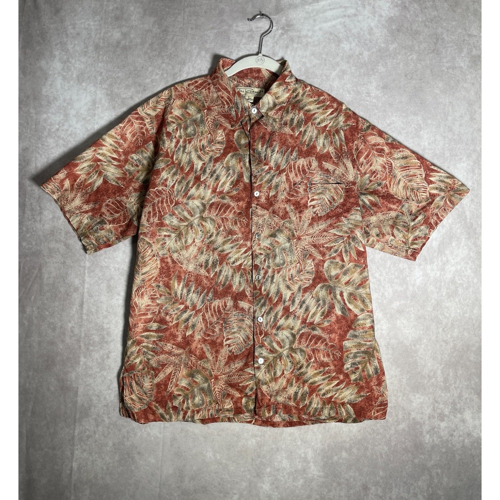 Vintage Tori Richard Shirt Mens Large Red Hawaiian Button Up Floral Made USA